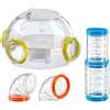 Ferplast Set Tubi Criceto, Accessorio Gabbia per Criceti, Totale 4 pezzi, include Modulo Abitativo, Tunnel Criceto Trasparenti con Fori di Aerazione, Curve e Raccordi, KIT LAB, Giochi per Criceti