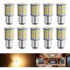 Qoope DEFVNSY - Confezione da 10-1142 BA15D Lampadine LED Bianco Caldo 3000K 5050 27-SMD Lampade per interni 12V RV Camper Trailer Illuminazione Luce da cantiere Lampadine di coda dei freni