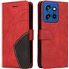 XINNI Cover Protettiva per Motorola Edge 50 Neo Case, retrò Cellulare Custodia Libro Antiurto in Flip Pelle PU/TPU, Portafoglio Flip Magnetica, Rosso