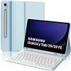 SENGBIRCH Custodia con Tastiera per Samsung Galaxy Tab S10FE 10.9 2025/S9 FE 10.9 2023/S9 11 2023, Italiano QWERTY Tastiera Bluetooth Staccabile per Samsung Tab S10FE/S9 FE 10.9/S9 11, Azzurro