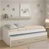 Dmora - Letto per Bambini Sunnyvale, Struttura Letto per cameretta, Letto Singolo con Lettino Estraibile, cassettone e mensola, 199x96h65 cm, Bianco