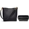 DORIS&JACKY Borsa a secchiello in pelle per donna borsa a tracolla e borse medie, 6- Versione con inserto organizer nero