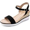DREAM PAIRS Espadrillas da Donna con Punta Aperta Sandali Eleganti con Plateau Sandali con Zeppa Elastici con Cinturino alla Caviglia,Size 41,Nero,SDPW2342W-E