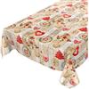 ANRO Tovaglia natalizia lavabile, tovaglia cerata natalizia, 140 x 140 cm, colore: rosso e beige