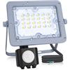 Aigostar - Faretto LED ultrasottile con sensore di movimento,20W, luce blanco frío 6500K, impermeabile IP65. lampada esterno brillante 1650lm per giardini, patii, garage o strade di accesso