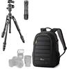 Manfrotto Befree Advanced kit Foto da Viaggio,Chiusura Gambe Twist, Alluminio, Testa a Sfera e Zaino Lowepro Tahoe 150, DSLR con Lente Montata, CSC, Mirrorless, 10" Tablet, Accessori Camera