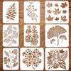 FINGERINSPIRE 9 stencil grandi per pittura con foglie tropicali, 21x29,7 cm, 30x30 cm, Monstera Ceriman, Erba di gomma, Foglia di palma, Ginkgo biloba, Quadrifoglio