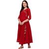Estationeryhouse Abito kurti da donna in georgette Anarkali con Dupatta (pantaloni non inclusi), Rosso, 0X