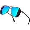 Joopin Occhiali da Sole da Uomo Donna Pilota Polarizzati Protezione UV400 Ultraleggeri Metallo Stile Militare Grande Classico Vintage Specchio Occhiali a Goccia per Guida Ciclismo (Blu)