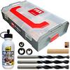 TOX L-BOXX Mini Legno efficace, compatto, adattabile e impilabile + set di tasselli in Boltfix Wood +S & ausili per tasselli: Colla di marca + Trapano per legno con arresto di profondità, 094900701