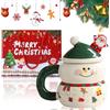 FairyPeach Tazza Natalizia Mug, Tazza Natalizia Mug, Tazza di Caffè di Natale da 400ml con Coperchio e Cucchiaio, Tazzine Caffe Ceramica di Babbo Natale, Tazza Natale, Decorazione Regalo Natale (XR)