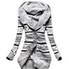 Onsoyours Donna Cappotto Casual Motivo A Righe Cardigan con Bottoni in Lana Lavorata A Maglia Autunno Inverno Giacca Calda Cappotti Lunghi con Cappuccio con Tasche Grigio XS