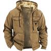 Generic Vestito Rosso Uomo Inverno Plus Velluto Addensato Doppio Western Cowboy 3D Stampato Cappuccio Caldo Giacca di Cotone 152, cachi, M