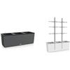 Lechuza Cottage Trio 100 centimetri largo Rattan sguardo Granit Auto Watering Trough Tripla Patio Planter Pot & Trellis f Cottage Trio 30 18179