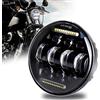 MOVOTOR Faro a LED da 14,6 cm con DRL bianco, per Harley Davidson Sportster, Iron 883, Dyna, Indian Scout