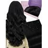 Fshine Extension Clip Capelli Veri 50 cm Extension Capelli Veri Clip 7 pcs 120 g Nero Naturale Lisci Umani Estensione Clips Invisibile Colore 1B