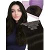 Fshine Extension Capelli Veri Clip Castano Scuro Extension Clip Capelli Veri 120 g 55 cm Lisci Umani 7 pcs Estensione Clips Invisibile Confortevole Colore 2