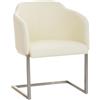CLP Sedia Cantilever Magnus in Similpelle I Sedia Imbottita con Braccioli I Poltrona Conferenza Alt. Seduta 46 CM I Sedia Riunioni Elegante, Colore:Crema