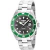 Invicta Pro Diver - Orologio da uomo in acciaio inossidabile con movimento al quarzo - 43 mm, Argento / Verde