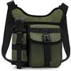 FuninCrea Borsa a tracolla da uomo, Multi-tasca impermeabile con tasca porta bottiglia d'acqua, Verde, 27*23.5*4.5cm