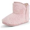 Polar, Pantofole a stivaletto da donna, con cerniera, in memory foam, con rivestimento in pelliccia sintetica e suola in gomma, per interni ed esterni, comode e raffinate, pelliccia rosa, 40 EU