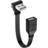 JSADZKJ Cavo USB 2.0 a 90 gradi Cavo piatto corto da maschio a femmina USB A Supporto per ricarica/trasferimento Cavo di prolunga USB 2.0 ad angolo sinistro per laptop,tastiera,stampante-30cm