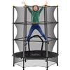 HOMCOM Trampolino Elastico per Bambini con Rete di Sicurezza e Pali Imbottiti, Tappeto Elastico Bambini in Acciaio per Interno ed Esterno, Età 3-10 Anni, Ø140 x 190 cm, Nero