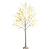 COSTWAY Albero Artificiale Illuminato 120/180 cm con Rami di Betulla, Albero di Natale Bianco con Luci LED Calde e Bianche, Decorazione per Interno per Natale Pasqua