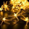 KINGCOO - Stringa di luci a forma di libellula, 5 m, 20 LED, a energia solare, per feste di compleanno, matrimoni, Natale, per interni, camera da letto, esterni, casa, giardino, estate, San Valentino,
