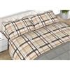 BIANCHERIAWEB Completo Lenzuola Matrimoniale In Morbida Flanella Disegno Plaid C.N 2 Piazze Beige