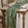 WAITER TREE Runner da Tavolo Boho Garza Verde salvia 90 x 400 cm Runner Tavola | WAITER TREE Runner Tavola Decorazione per ristoranti matrimoni Baby Shower feste ricorrenze Natale e Capodanno