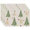 Bseical 4 Pezzi Tovagliette Natalizie, 45x30 cm Sottopiatti Natalizi, Lino Tovagliette Lavabili, Antiscivolo Sottopiatti Natale, Sottopiatto Natalizio Per La Tavola E Decorazioni Natalizie (D, Quadrato)