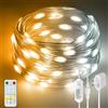 HOUHUI Luci LED da Fata 30m, Luce Bianca Calda a Fredda, per Interni ed Esterni, con Telecomando, 8 Modalità 2700K-6500K, Dimmerabile, Luce Bianca per Natale, Camera da Letto, Feste