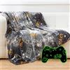 SOCHOW Coperta di Pile Gamepad, Fluorescente Si Illumina al Buio Super Morbida Coperta, coperta per tutte le stagioni per bambini 127 x 150 cm, Grigio