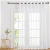 PONY DANCE Tende Trasparenti per Interni Tende Bianche Camera da Letto con Anelli Decorazione Voile Curtain per Salotto con Effetto Lino 1 Pezzo 300x245 CM