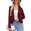 Wayleb Cardigan Donna Invernale Longsleeve Irregolare Cardigan Corto con Fronte Aperto Elegante Coprispalle in Maglia Giacca Tinta Unita Casual per Primavera Autunno, Bordeaux M