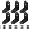 ANBEEISS 6 Pezzi Staffe per Mensole Pesanti, Staffa per Mensola a Muro, Supporti per Mensole L a Parete, Supporto Reggimensole da Muro Nero Retrò, Angolo Supporto per Scaffale, 80x80x40mm