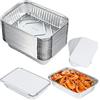 Dezzer Confezione da 40 vassoi monouso in alluminio con coperchio di carta, 21,2 cm x 14,7 cm x 4,8 cm, contenitori per alimenti in alluminio, per cottura, cottura, forno