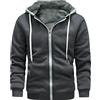 Darringls Teddy Fleece - Giacca da uomo con cappuccio, in pile, per l'autunno, per le mezze stagioni, per il tempo libero, con zip Up, giacca invernale a maniche lunghe, grigio scuro, XXXL