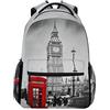 ATOurDealss Zaino vintage rosso cabina telefonica borsa a tracolla scuola zaino palestra Big Ben grigio borsa per laptop borsa da viaggio all'aperto per bambini ragazzi ragazze donne uomini, Come mostrato, Taglia