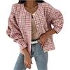 Generic Giacca Invernale Giubbotto Donna Leggero Cardigan da donna con maniche a sbuffo e maniche a sbuffo con stampa scozzese casual vintage da donna, cappotto Cappotto Nero Donna Piumini Donna (Pink, XL)