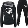 Generico Tuta Donna Sportiva Invernale Autunno Inverno 2 Pezzi Leggero Cotone Set Casual Jogging Curvy Tracksuit Fitness Felpa Con Cappuccio e Pantalone 2024 Palestra Stampa Morbido Confortevole Set