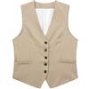 Generic Gilet da donna in lino casual tinta unita Abiti Eleganti Donna Con Pantaloni Giubbotto Donna (Khaki, M)