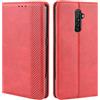 HualuBro Cover per Oppo Reno Ace/Realme X2 PRO, Flip Case a Libro in Retro PU Pelle Magnetica Antiurto Portafoglio Custodia per Oppo Reno Ace/Realme X2 PRO Cover (Rosso)