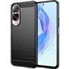 owlhold Cover per Honor 90 Lite 5G, Custodia Spazzolata e Fibra di Carbonio Morbido Silicone TPU Slim Fit Case, Antiurto, Antigraffio, Antiscivolo, Protezione Grado Militare, Nero