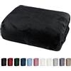 heimtexland® - Lenzuolo con angoli elasticizzati, tessuto Cashmere Touch Teddy peluche, super soffice, ÖKOTEX, Nicky, 100 x 200 cm, tipo 585, colore nero