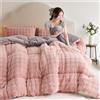 ZTGL Trapunta Matrimoniale in Finta Pelliccia di Coniglio, Piumino Spessa e Calda per l'Inverno, Comoda, Morbida, Soffice, per Divano e Letto, Coperta Pesante di Lusso,Pink a,150x200cm(2kg)
