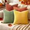 MIULEE Federe Cuscini per Divano in Velluto a Coste Serie Verde Arancione 45x45 Set 4 Pezzi Moderno Morbido Decorativa Copricuscini per Divano Camera da Letto