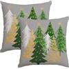 Miaikoe Set di 2 federe per cuscini natalizi, 45 x 45 cm, motivo albero di Natale, grigio, decorative, invernali, per divano, casa
