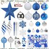 YeahBoom 130 Pezzi, 6cm Infrangibile Palline Albero Natale, Ornamento Glitter, Blu e Bianco, Per Matrimoni,Decorazioni Per Feste
